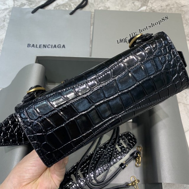 Balenciaga專櫃爆款鱷魚紋黑配金扣手袋手提包 638512 巴黎世家小號Neo Classic機車包 fyj1450